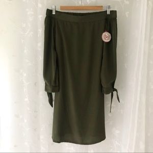 Brand New Off The Shoulder Olive Mini Dress